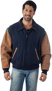 REED Men's Premium Quality Leather Letterman Varsity Jacket Made in USA