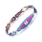 Fashion Shiny mixed color medical alert bracelet with Free Engraving Stainless steel Medical id bracelet for Women-75