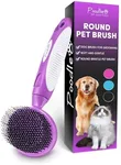 Round Bristle Pet Brush for Dogs and Cats - Soft Dog Brush for Grooming Short or Long Hair - Gentle Tool for Sensitive Skin Removes Dander, Dirt, and Detangles - Purple