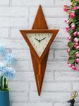 CHRONIKLE Decorative Vertical Wooden Case Triangular Dial Analog Pendulum Wall Clock for Living Room Home Decorations Office Gifts (Size: 25 x 7 x 57 CM | Weight: 830 Gram | Color: Brown)