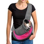 Pet Dog Cat Sling Carrier Bag Puppy Shoulder Carry Bag Hands Free Dog Front Carrier with Adjustable Shoulder Strap Pet Travel Carrier Tote Bag with Breathable Mesh Pouch for Outdoor Walking Subway