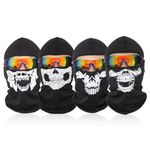 EUPSIIU 4 Piece Ghost Mask Skull Balaclava,Multifunctional Motorcycle Face Mask,Call of Balaclava Duty Mask Black Full Face Bike Skateboard Ski Cosplay Costume,Full Head Ski Snood Mask (black)