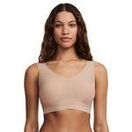 Chantelle Women's Soft Stretch Padded V-neck Top Bra, Nude Blush, M-L UK