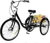 OLIKED 24" 3 Wheel Electric Bike for Senior, 350w Adults Electric Tricycle Trike with Removable 36V 10Ah Battery, Three Wheel Ebike E Bicycle Motorized Trike with Basket for Women Men