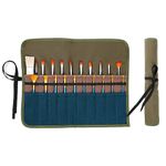 Kaaltisy Artist Paintbrush Holder - Heavy Duty 16OZ Waxed Canvas Pencil & Brush Roll Up Case, Multi-Purpose 20 Slots Brush Roll Up Case | Army Green | 43x33cm