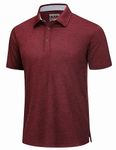 TACVASEN Performance Men's Polo Shirt Mens Workout Tops Mens Polo Shirts Short Sleeve Dry Fit Men Golf Shirts Athletic Polo Shirts for Men Wine Red