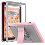 MoKo Case Fits All-new Amazon Fire HD 10 Tablet(13th Generation, 2023 Release) 10.1"- [Heavy Duty] Full Body Rugged Cover Stand Case for Fire Tablet 10 2023 with Built-in Screen Protector, Gray/Pink