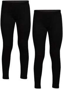 Popular Girl's Solid and Print Active Leggings - 2 Pack - Solid Black - Medium