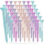 48 Pcs Diamond Pens, 0.7mm Black Ink Pens Bulk, Retractable Ballpoint Pen, Bling Crystal Pens for Engagement Wedding Signing Pen, Bridal Shower Gifts, Birthday Party Favors (2 Styles, 4 Colors)