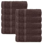 Brentfords Face Cloth Flannels Dark Brown, 100% Cotton Hand Towels for Bathroom Homeware Essentials Soft Face Towel Set Highly Absorbent Facial Towels, 10 Piece