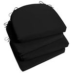 Basic Beyond Outdoor Chair Cushions for Patio Furniture - Round Corner Outdoor Chair Cushions Set of 4, Waterproof Seat Cushions with Ties, 17"x16"x2", Black