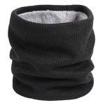 I Kua Fly Thermal Snoods for Men Women Fleece Neck Warmer Unisex Thick Knitted Circle Scarf Winter Warm Neck Gaiter Face Covering for Cycling Running Skiing Sports (Black)