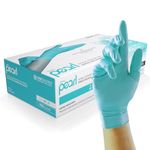 Unigloves Aqua Blue Pearl Nitrile Examination Gloves - Multipurpose, Powder Free and Latex Free Disposable Gloves - Box of 100 Gloves, Aqua Blue, Medium (GP0093)