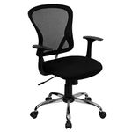 Flash Furniture Mid-Back Mesh Swivel Task Chair with Chrome Base and Arms, Black, 73.66 x 60.96 x 27.94 cm