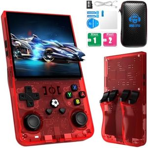 R36MAX Retro Handheld Game Console, 4.0-Inch IPS Display, 720x720 Resolution, Portable Linux System, 128GB Support 22000+ Classic Games, R36MAX Retro Gaming Console with Portable Case(Red)