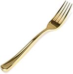 Plastic Silver Forks (75 Pack) - Glossy Gold Cutlery Forks - Disposable Silverware - Heavy Weight Plastic Gold Forks - Durable Plastic Forks for Parties - Stock Your Home