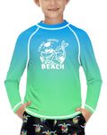 Boys Long Sleeve Rash Vest UPF 50+ Sun Protection Quick Drying Swimming Tops Beach Green 11-12 Years