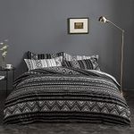 Erosebridal Bohemian Bedding Set Queen Aztec Striped Comforter Cover for Boys Adult Young Man, Triangle Geometry Duvet Cover Boho Tribal Quilt Cover Moroccan Style Bedroom Decor Black and White