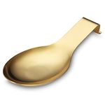 Matte Gold Spoon Rest, Stainless Steel Spoon Holder for Stove Top, Holder for Ladles, Tongs, Spatula, Stove Spoon Holder, Pot Lid Holder, Dishwasher Safe (1PC-9.5 Inch)