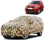 VOICO Waterproof Car Body Cover for Maruti Alto 800 LXi - Dust & UV Proof with Mirror Pocket and Soft Cotton Lining (Full Bottom Elastic & Triple Stitched) (Military Jungle Print, Camouflage Design)