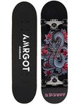 Amrgot Skateboards for Beginners,31 * 8 inches Complete Skateboards for Kids,Boys,Girls and Adults,7 Layer Maple Wood,Double Kick Deck Concave Standard and Tricks Skateboard (Dragon)