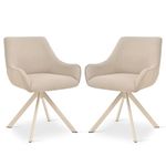 Goeurvant Swivel Dining Chairs Set of 2 with Armrests,360° Swivel Upholstered Chairs,Modern Linen Rotary Chair,Kitchen Chair with Metal Frame and Backrest for Dining Room,Living Room,Office, Beige Leg