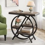 Tribesigns End Table for Living Room, 3-Tier Narrow Side Table with Storage, Wood Sofa Side Table with Geometric Metal Frame, Industrial Nightstand and Bedside Table for Bedroom, Grey