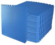 ComFy Mat Gym Flooring Mat, Foam Exercise Mats, Interlocking Puzzle EVA Floor Tiles, Non slip Rubber Cushion For Home Workout, Bonus Adhesives,24"X24"(60x60cm) Blue 24 TILES (96 Square Feet)