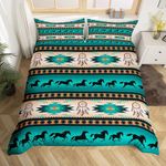 Horse Duvet Cover Dreamcatcher Bedding Set for Boys Child Teens Men,Aztec African Tribal Horse Printed Comforter Cover Western Farm Animals Quilt Cover Exotic Nordic Style Bedroom Decor,Twin