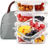 DAS TRUST 5 Pack 36oz Bento Box Glass Meal Prep Containers 3 Compartment Glass Food Storage Containers with Lids Lunch Box Meal Prep Bowls Glass Food Prep Containers Lunch Container Oven Safe