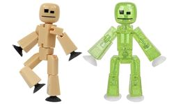 Zing StikBot Dual Pack - Includes 2 StikBots - Collectible Action Figures and Accessories, Stop Motion Animation, Ages 4 and Up (Sand and Clear Light Green Sparkle)