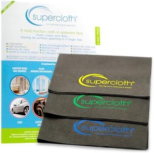 Supercloth® Premium Microfiber Cleaning Cloth for All-Purpose, Lasts Over 5 YEARS, Glasses Cleaning Cloth, Microfiber Cleaning Cloth for Cars, Magic Reusable Cloth Streak-Free 100% Made in Italy (3pk)