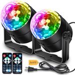 Apeocose 2-Pack Disco Balls Halloween Party Decor Lights with Remote Control, Sound Activated Music Sync Stage Strobe DJ Light for Christmas Decorations Bachelorette Party Dance Karaoke Happy Birthday