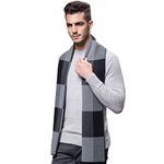 ULSTAR Scarf for Men, Soft Warm Merino Wool Men Scarf for Autumn Winter Spring (Black&Grey)