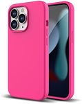 ZUSLAB Case for iPhone 13 Pro Max Case, Liquid Silicone Anti-Scratch Gel Rubber Shockproof Full Protection Soft Microfiber Lining Cover for Apple (2021) - Hot Pink