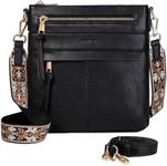 RAVUO Crossbody Bags for Women, Designer Soft Faux Leather Shoulder Purse Multi-Pocket Messenger Bag With 2 Adjustable Straps (Black)