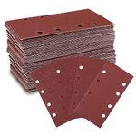 WORKPRO Sanding Sheets 100 Pieces, 93 x 185mm Hook and Loop Sandpaper with 8 Holes, Sanding Pads Assorted 40 60 80 120 Grits Fit Rectangular Sander, Ideal for Sanding, Polishing and Rust Removal