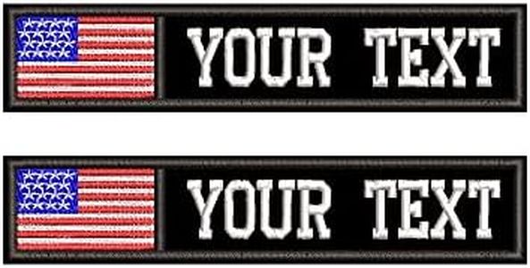 AI-NEEL 2 Pcs Custom US Name Patches Personalized Embroidery American Flag Patch Military Tactical Badges Tag for Clothing Backpacks Jackets Dog Vest, Velcro or Iron on