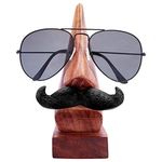 Giftoshopee Handmade Wooden Nose Shaped Spectacle/Eyeglass Holder Stand with Moustache