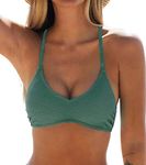 CUPSHE Bikini Top for Women Swimsuits Top Spaghetti Straps Criss Cross Back Tie Lace Up, L Moss Green