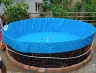 Tarpaulin 2 Diameter 950 GSM for 4500 LTR Multicolor Biofloc Fish Farming Tank Round Pond Weight 11.94 mtr Height 1.5