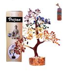 KACHVI Crystal Tree Seven Chakra Tree Crystals and Healing Stones Bonsai Money Tree Home Decor Crystal Gifts Ornaments for Living Room Tree for Good Luck Gold Wire Pendant Free300 Gemstones