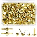 200 Pcs Split Pins, Paper Fasteners Metal Mini Brads, 8mm x 12mm Round Scrapbooking Brads Split Pins with Storage Box for Paper Craft DIY Stamping Scrapbooking (Gold)