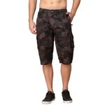 SAPPER Mens Camouflage Cargo Shorts with Zipper Pockets (5XL, Black)