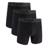 Under Armour Men's Performance Tech 6" 3 Pack Solid Boxer Briefs, Black, M