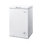 Midea MRC04M3AWW Chest Freezer, 3.5 Cubic Feet Mini Freezer With Removable Basket, Adjustable Temperature, For Kitchen Garage Apartment Office, White