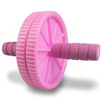 Phoenix Fitness RY1552 Ab Roller for Abdominal Training - Fitness Exercise Abs Wheel for Home and Gym - Foam Grip Handles for Ab Core Workout, Pink