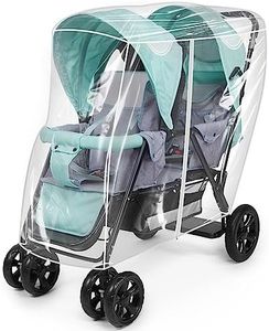 Double Stroller Rain Cover, Waterproof Weather Shield for Tandem Double Stroller, Twins Stroller Cover for Rain/Wind/Snow/Cold/Dust, Childseat Stroller Weather Shield, Baby Outdoor Accessories