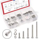 Hilitchi 300-Piece M2 Phillips Pan Head Screws Bolt Nut Lock Flat Washers Assortment Kit, 304 Stainless Steel