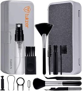 Tukzer Multi-functional 18-in-1 Smart Cleaning Kit Tool Set| Cleaning Pen, Spray, Super Fiber Cloth, Brush, Key Puller for Earbuds, Camera, Mobile, Tablet, Laptop, Keyboard, Electronic Gadgets (White)